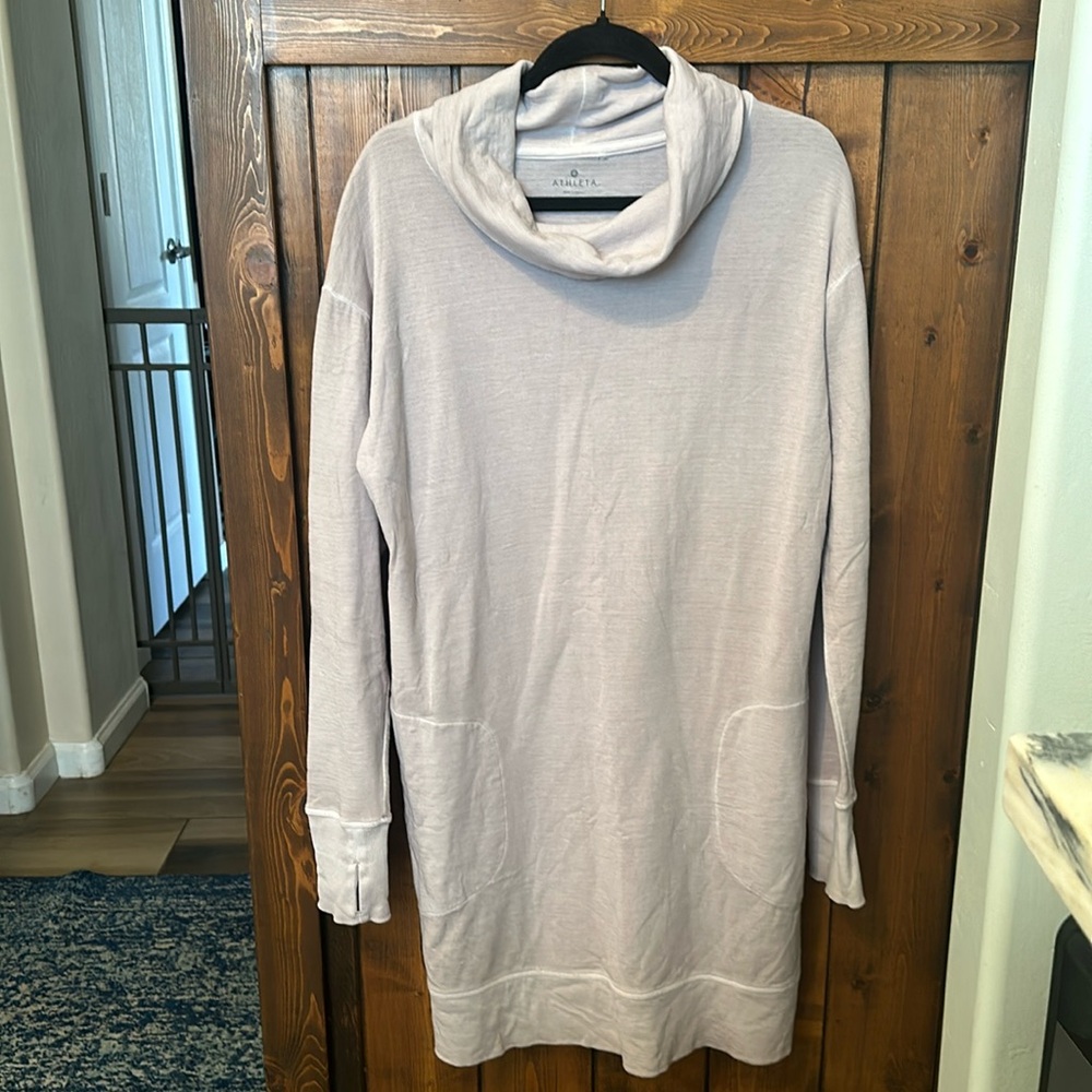 Athleta Eco Wash Cowl Neck Sweatshirt Dress M
